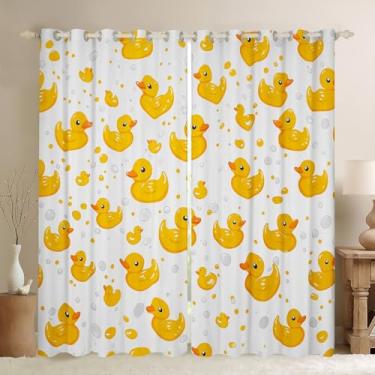 Imagem de Erosebridal Lindas cortinas de pato amarelo, cortinas de pato de borracha kawaii, blackout para quarto de crianças, cortinas com estampa de animal de desenho animado, presentes para amantes de animais