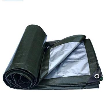 Imagem de MTYLX Lona grande resistente, lonas, tecido Oxford de linóleo à prova de chuva espessa, verde militar, prata, 2,8 x 3,8 m