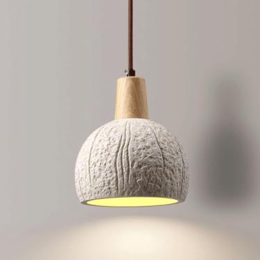 Imagem de YQSLQZZ Lustre industrial de microcimento, lustres vintage para sala de jantar de fazenda, iluminação decorativa acima da mesa de jantar luminária pendente para bar, corredor, café