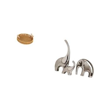 Imagem de Fenteer Cestas de Frutas Trançadas E Estatuetas de Elefantes de Cerâmica Como Tigelas Decorativas para Servir Lanches E Ornamentos de Escultura de Animais Par