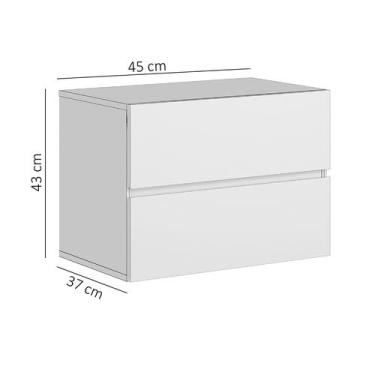Imagem de Mesa De Cabeceira De Parede Eros 45cm 2 Gavetas Puxadores Moderno Cava