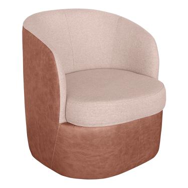 Imagem de Poltrona Base Giratória Suécia Corano Nozes com Linho Areia K01 - D'Rossi