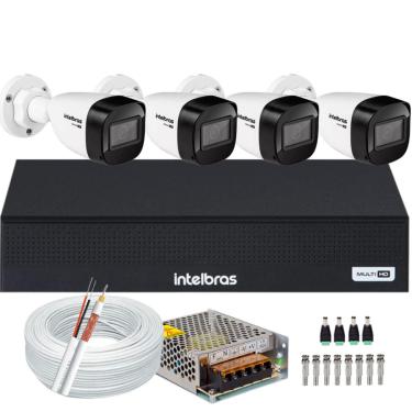 Imagem de kit Cftv 4 Câmeras Intelbras 1220 Full Color 1080p Colorido Noite Dvr 8 Canais Mhdx 3008c s/hd