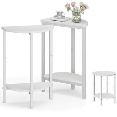 Imagem de Mesa lateral Vagusicc, mesa redonda pequena, conjunto de 2 brancos
