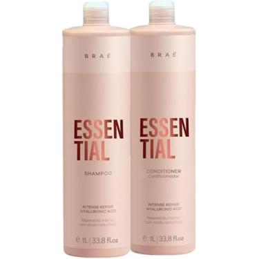 Imagem de Kit Braé Essential Duo 1L - Shampoo e Condicionador - Hidratação Profunda - Efeito Salão e Brilho Intenso - Cabelos Macios e Cheirosos