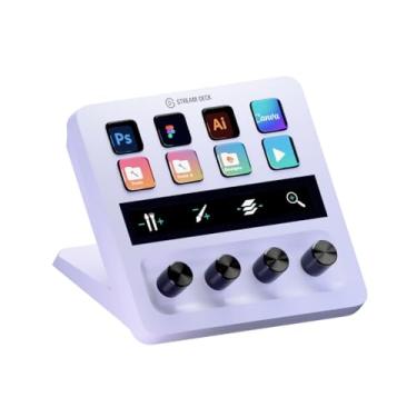 Imagem de Elgato Stream Deck + branco, mixer de áudio, produção ao vivo e controlador de estúdio para criadores de conteúdo, streaming, jogos, com barra de toque personalizável, botões de controle e teclas LCD,