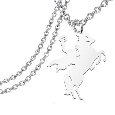 Imagem de LQRI Colar inspirado em filmes de terror com cavalo, presente de terror para festa de Halloween, fantasia e filmes, Small, Aço inoxidável, aço inoxidável