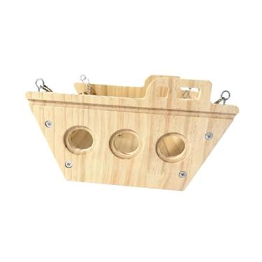 Imagem de WeiLaiKeQi Gaiola de hamster balanço brinquedo de madeira chinchila rede exercício divertido interativo multifuncional decoração de madeira pendurada para
