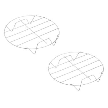 Imagem de Maxmoral 2 peças de grelha redonda de prata com diâmetro de 20 cm de aço inoxidável, adequado para fritadeiras a ar, panela de sopa, panelas de pressão estanhadas