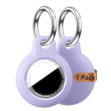 Imagem de MOLOSLEEVE Capa de suporte de Airtag com chaveiro, capa de GPS à prova d'água antiarranhões e choque, chaveiro, acessórios para AirTags, capas de rastreador de itens para mochilas, bolsas, bagagens