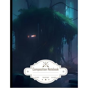 Imagem de Composition Notebook College Ruled: Cyberpunk Abandoned Metropolis, Night Time Roots, Ideal for Writing, Size 8.5x11 Inches, 120 Pages