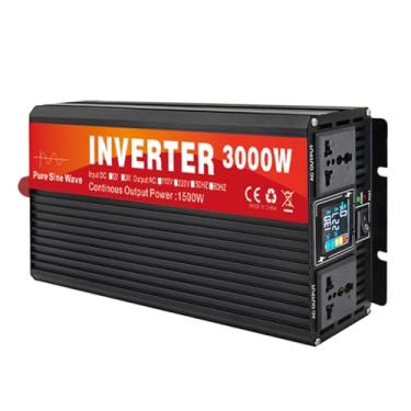 Imagem de HENGJINGTR Inversor de energia de onda senoidal pura de 1500 watts 12V/24V/48V/60V/72V CC para 110V 120V CA Conversor de energia para carro 3000 W de pico com display LCD para RV,72v to 220v 50hz
