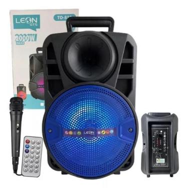 Imagem de Caixa Amplificada Bluetooth Rádio Microfone - Leon, Azul