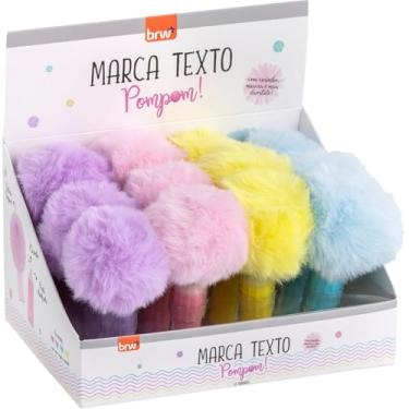 Imagem de Caneta Marca Texto, BRW, Divertido Pompom, 4 Cores, Display com 12