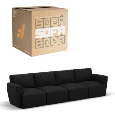 Imagem de Sofá 4 Lugares Sala De Estar em Tecido Linho Modular Damie Na Caixa, P