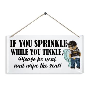 Imagem de Placa de regras de banheiro, se você borrifar enquanto faz xixi, placas engraçadas inadequadas para decoração de banheiro, decoração decorativa de placas de acrílico, decoração de parede engraçada