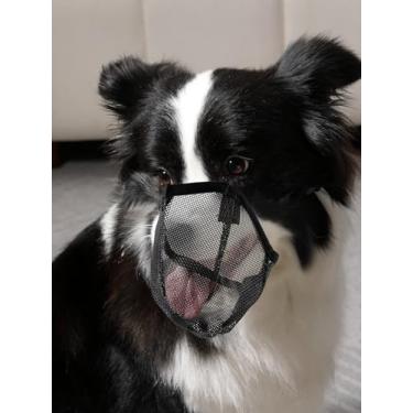 Imagem de Capa de focinheira para cães grandes, focinheira de malha macia e leve com alças ajustáveis, design respirável e ajuste confortável, preto, G