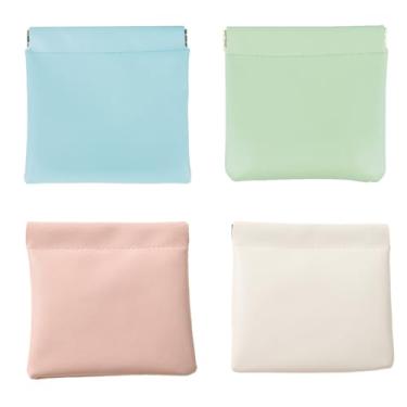 Imagem de MIAO JIN 4 peças pequenas porta-moedas a granel, mini bolsa de moedas, kit bolsa, acessórios, organizador para fones de ouvido, joias femininas, Cor lisa.