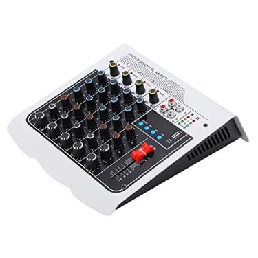 Imagem de SPYMINNPOO Mixer de áudio de 6 Canais Controlador de Mixagem de Som de Interface Múltipla Display LCD US Plug AC100-240V para karaokê Doméstico, Webcasting e Gravação de Música