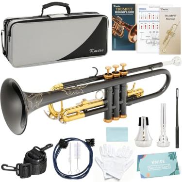 Imagem de Kmise Trompete padrão Bb, trompetes de latão premium para estudantes iniciantes, conjunto de instrumentos de trompete com estojo atualizado, bocal 7C, mudo, kit de guia para iniciantes, kit de limpeza