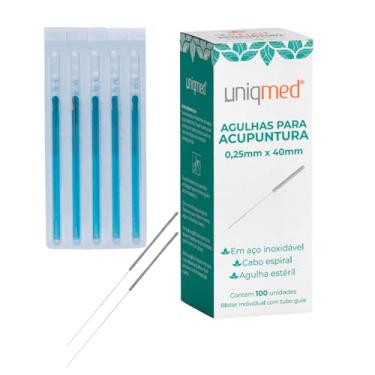 Imagem de Agulhas Para Acupuntura 0,25mmx40mm Cabo Espiral Cx 100 Und