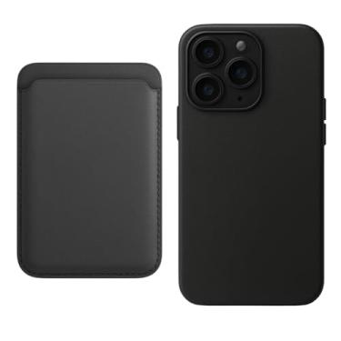 Imagem de Kit Case Capinha Capa Couro Premium Bordas Elevadas e Carteira Porta-cartão Magnético com proteção Anti Clonagem Para iPhone (Preto, iPhone 14 Pro Max)