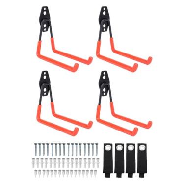 Imagem de MAVIS LAVEN Ganchos Pesados para Garagem, Pacote Com 4 Organizadores de Parede Com Instalação por Encarte para Escadas, Esquis, Equipamentos Esportivos e Ferramentas de Jardim (Tamanho Médio)