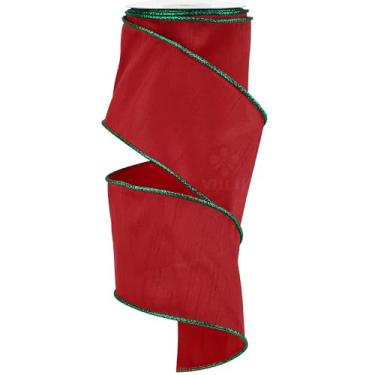 Imagem de MEEDEE Fita de cordão de Natal de 2 tons vermelho e verde de 10 metros de seda dupla falsa com fio para embrulho de presente, árvore de Natal, guirlanda, grinalda, casamentos, centro de mesa e