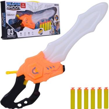 Imagem de Espada Lançador de Dardos Laranja Som Luz - Castela Brasil