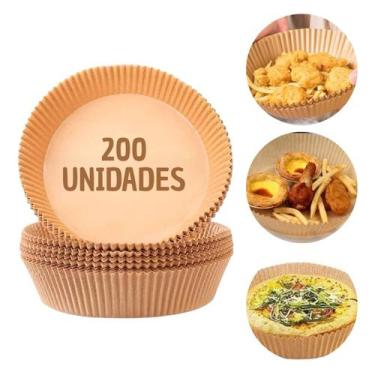 Imagem de Kit Forma de Airfryer Descartável Redonda 1L Papel Fritadeira Forro An