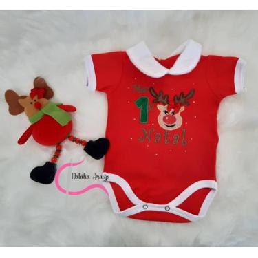 Imagem de Body de bebê personalizado de Natal cavado - Natália Araujo HD, Rena1,
