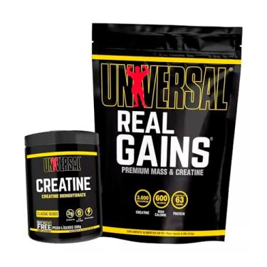 Imagem de Hipercalórico Real Gains 3kg + Creatina 200gr - Universal Nutrition (Baunilha)