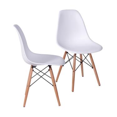 Imagem de Conjunto com 2 Cadeiras DKR Eames Branco e Madeira