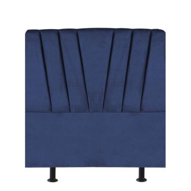 Imagem de Cabeceira Estofada Bélgica 100cm Solteiro Para Cama Colchão Box Quarto Suede Azul Marinho - Aurora Line