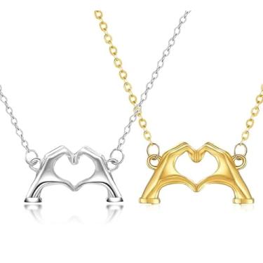 Imagem de HBFKL 2 peças de colar Taylor, acessórios de joias, colares de coração e mãos combinando para 2 meninas, BFF, irmã Taylor, artigos de amizade, joias, presente para 2 amantes da música Swifties