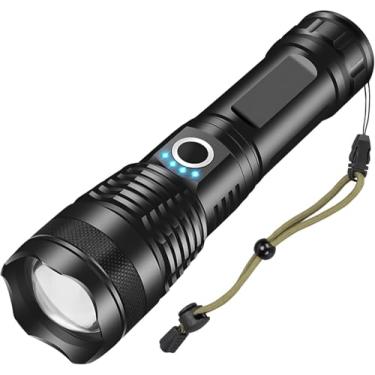 Imagem de Lanterna Tática Recarregável P50 LED Super Brilhante 5 Modos de Luz, Compacta, Resistente à Água, USB, Alcance de 500m – Ideal para Camping, Segurança e Emergências
