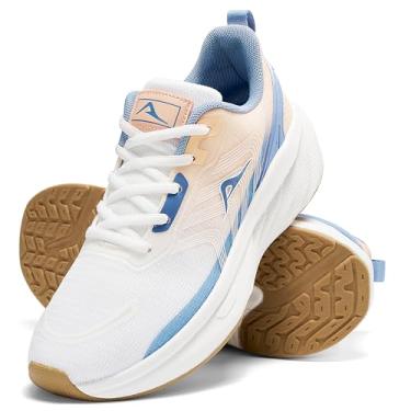 Imagem de Ablanczoom Tênis feminino tênis: antiderrapante e leve sem cadarço para academia, trabalho atlético, Laranja/azul/branco, 39