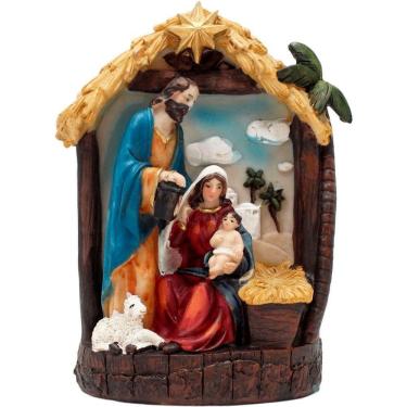 Imagem de Presépio Sagrada Família Nascimento Jesus Manjedoura De 20cm