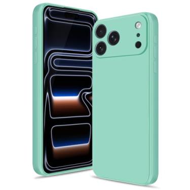 Imagem de Btstring Capa para iPhone 17 Pro Max, capa de silicone macio com proteção de câmera atualizada, capa fina à prova de choque com forro de microfibra antiarranhões, verde menta