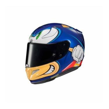 Imagem de Kit Capacete Hjc Rpha 11 Sonic Sega Com Luvas Liberty Pret 3Xl Proteção E Conforto Para Motociclistas