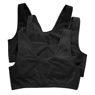 Imagem de Hanes Top cropped feminino de algodão gola canoa (pacote com 3), Preto/Preto/Preto, GG