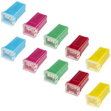 Imagem de 10 peças de fusíveis automotivos versáteis atualizados sortidos de alto perfil em forma de caixa kit de fusíveis micro cartucho para caminhonetes, carros e SUVs (20 A/30 A/40 A/50 A/60 A, 2 peças