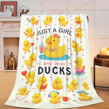 Imagem de Cobertor de pato super macio, quente, fofo, flanela, flor, Just A Girl Who Loves Ducks Cobertor aconchegante de pelúcia felpuda cobertores de cama presentes para mulheres, crianças, meninos, meninas