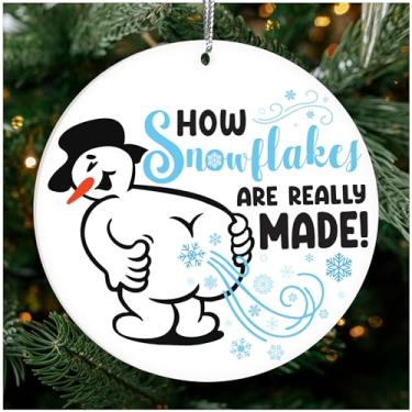 Imagem de Enfeites de Natal engraçados de frango F-Caw-F, presentes engraçados de elefante branco, exclusivos para amantes de galinhas, adultos, mulheres, decorações de Natal para pendurar em casa de fazenda