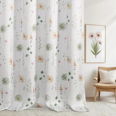 Imagem de XOGUIBO Cortinas florais blackout 203 cm de comprimento, conjunto de 2 painéis, cortinas pretas com estampa de fazenda para sala de estar e quarto, estampa verde sálvia