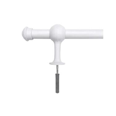 Imagem de Varão De Cortina 19mm Com Ponteiras E Suportes – Cabo De Madeira 1m Clássico E Elegante Para Ambientes Rústicos (Branco)