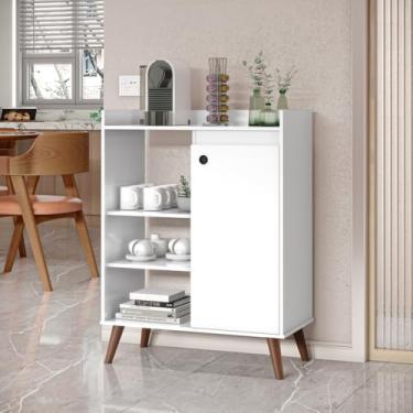 Imagem de Buffet Compacto com 1 Porta e Pés Palito – Ideal para Sala de Estar, Cozinha ou Apartamentos Pequenos – Design Moderno e Clean(branco)