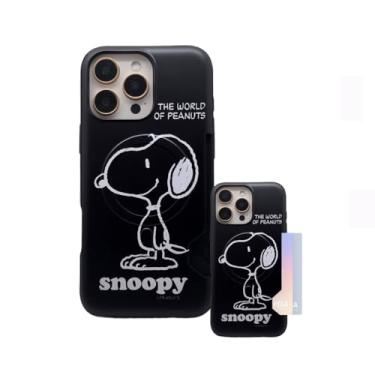 Imagem de Capa de celular com desenho animado anime anime à prova de choque duplo para iPhone 16 Pro Max 17.5 cm/UV impressão colorida cartão carteira capa de telefone compatível com MagSafe (preto)