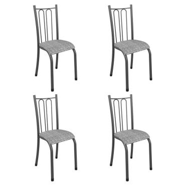 Imagem de Conjunto 4 Cadeiras para Sala de Jantar Amanda Prata/Preto