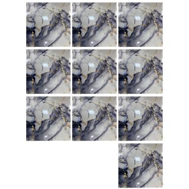 Imagem de Placa Adesiva Marmore 3D Kit 10 uni Autocolante Casa Cozinha Banheiro Quarto Obra Reforma Moderno